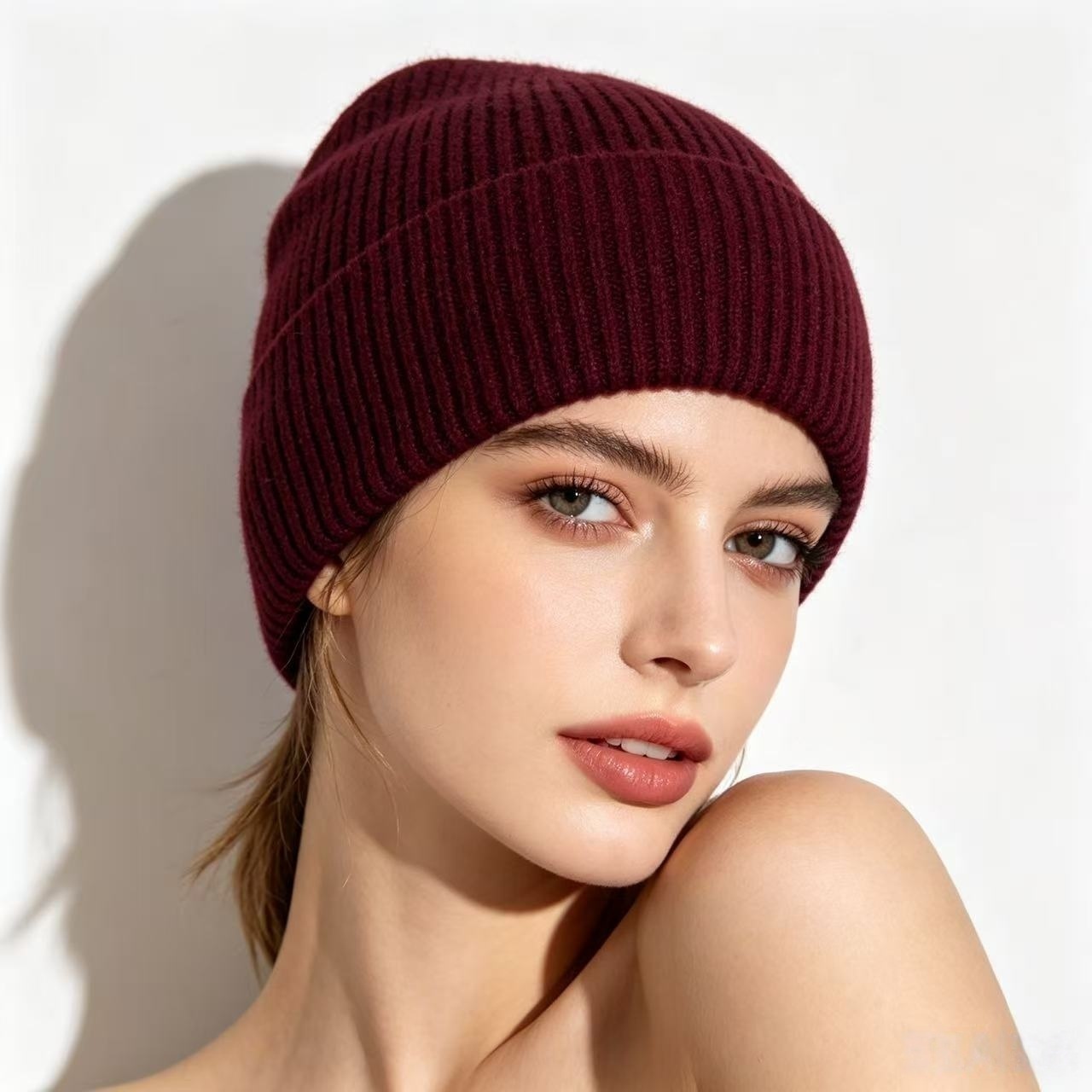 Navy Blue Ribbed Knit Thermal  - Beanie Cuffed Knit review and price