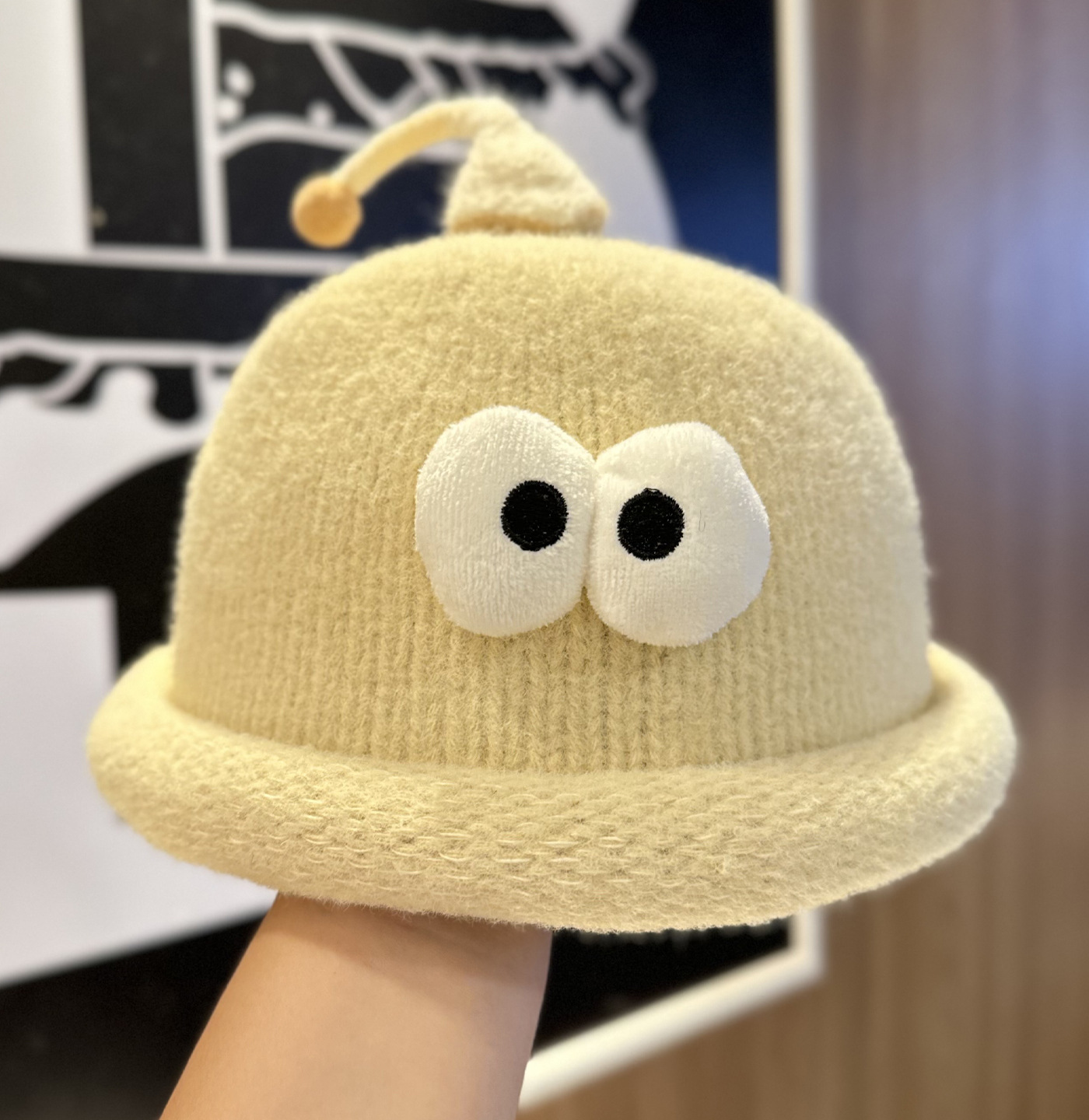 Playful Big-Eyed Garlic Knitte - Beanie Cuffed Knit review and price