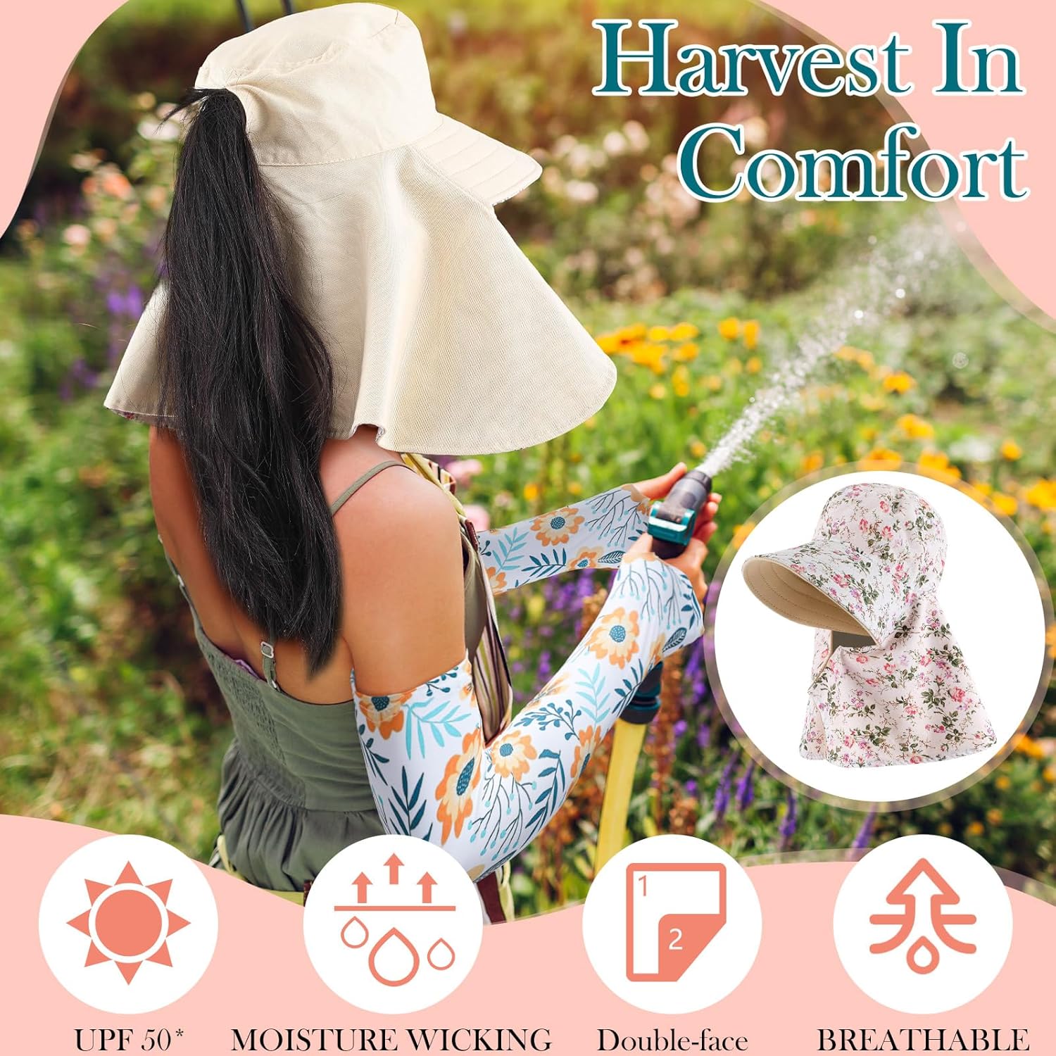 2 Pcs Floral Garden Hat for Wo - Visor Sun Hat review and price