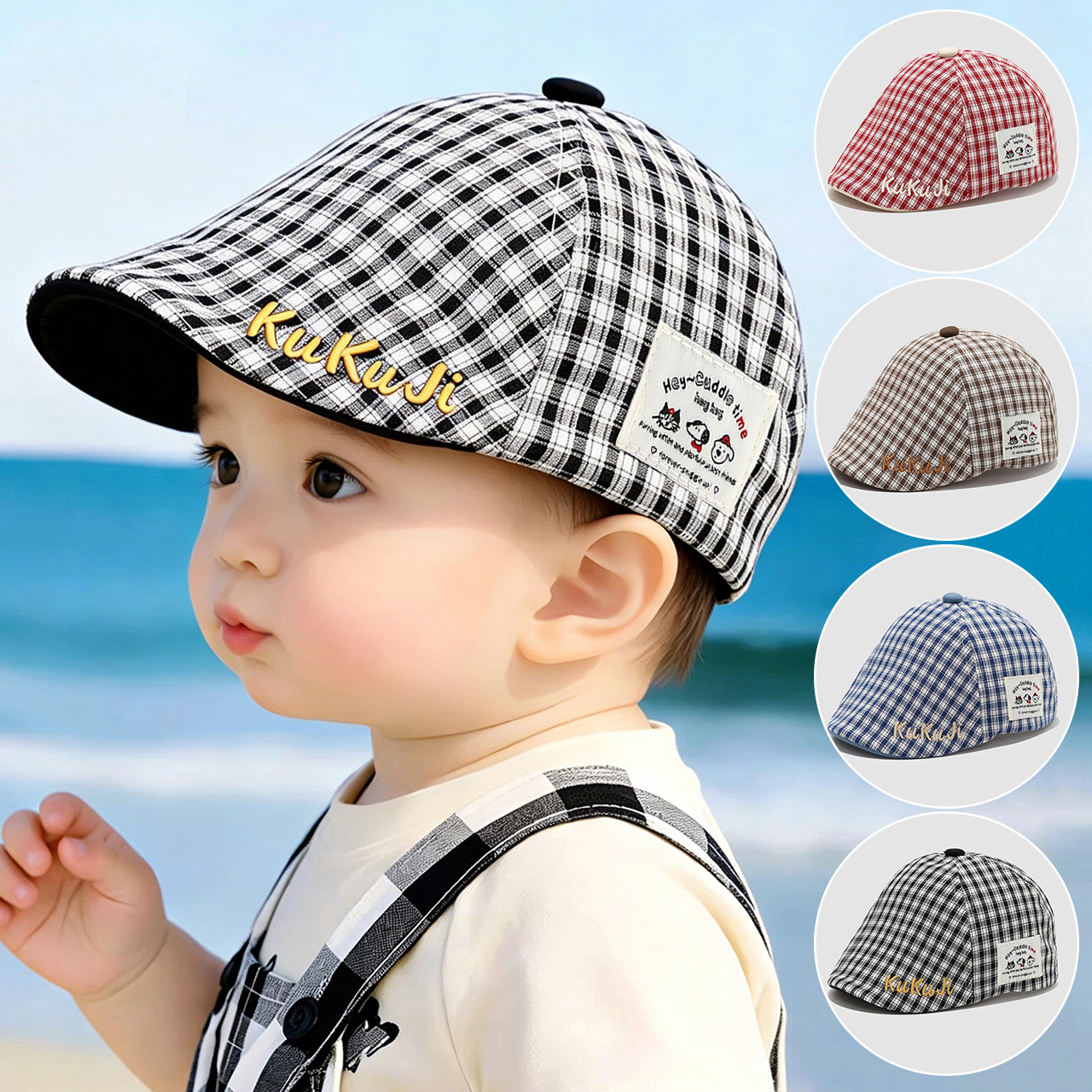 Fashion Children Checkered Ber - Visor Sun Hat review and price