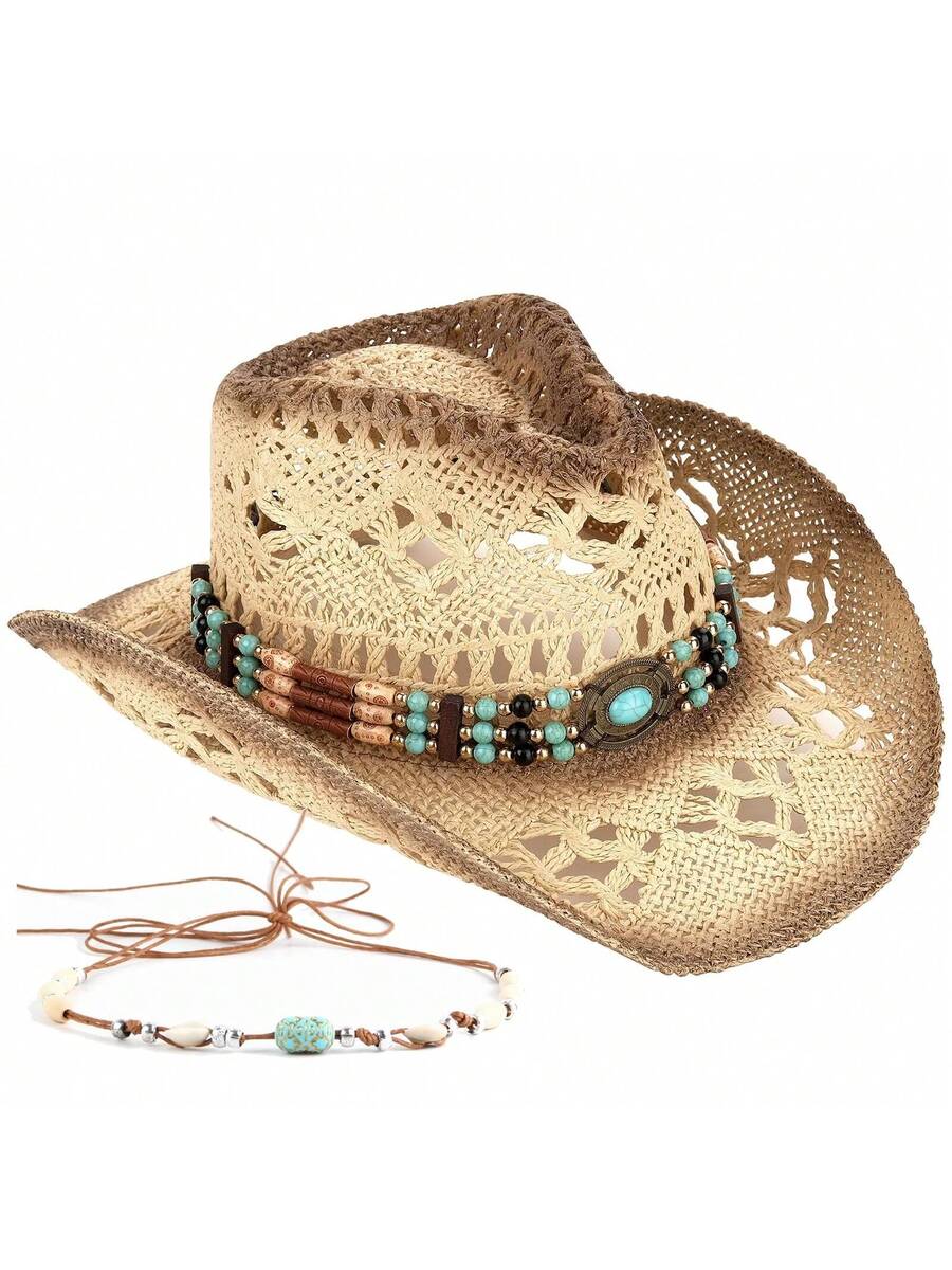 Unisex Straw Cowboy Hat With B - Cowboy Hat Straw review and price