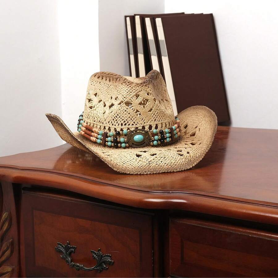 Unisex Straw Cowboy Hat With B - Cowboy Hat Straw review and price