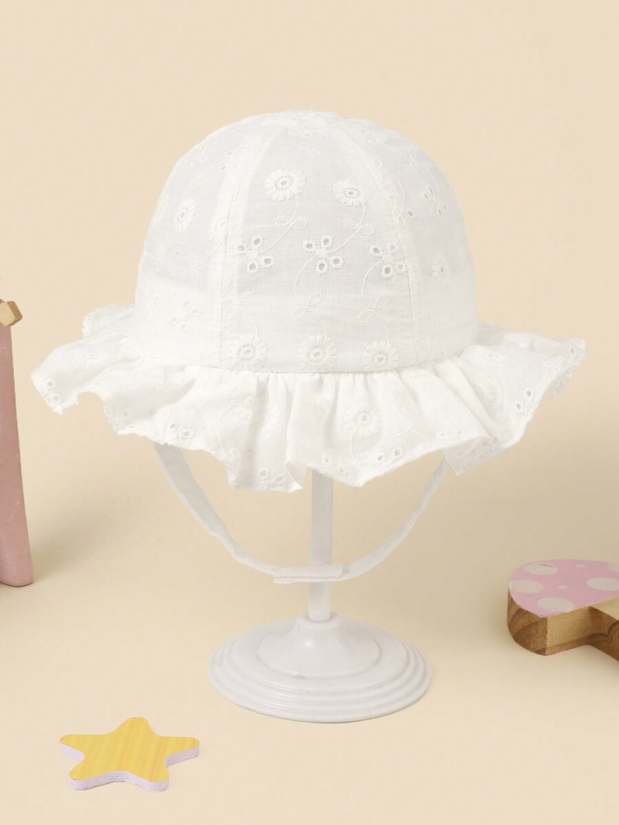 White Floral Embroidery Bucket - Bucket Hat Cotton review and price