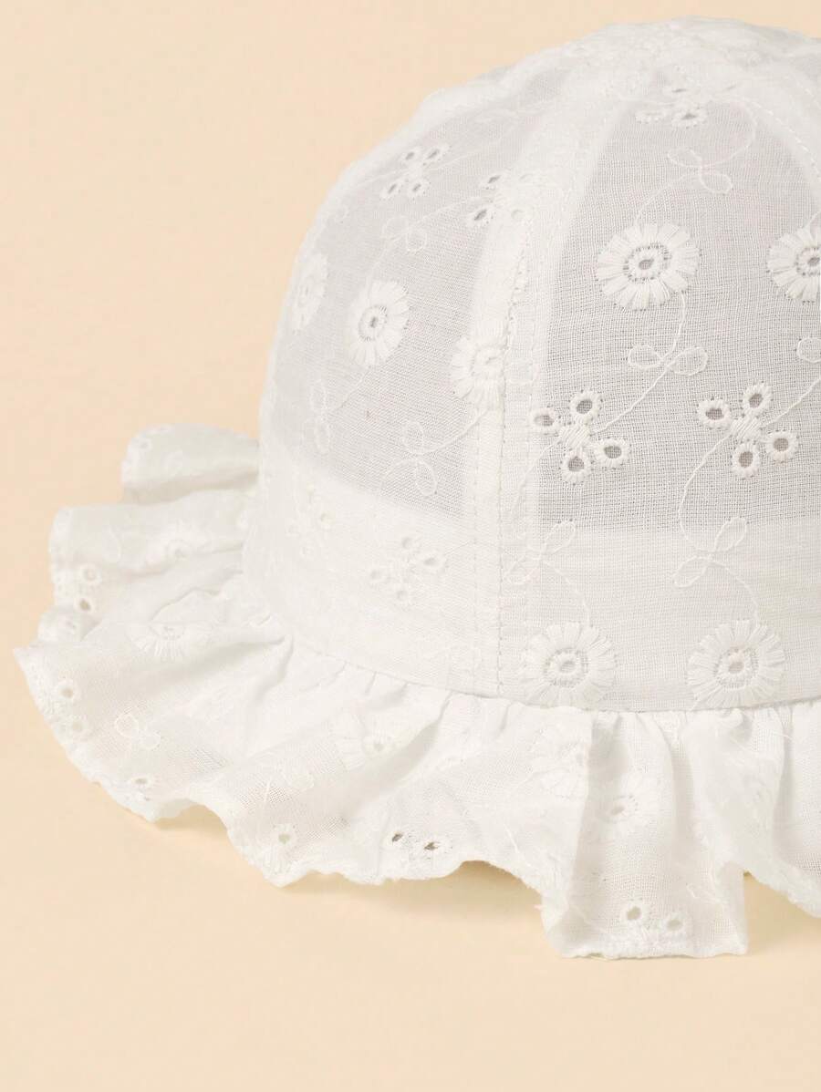 White Floral Embroidery Bucket - Bucket Hat Cotton review and price