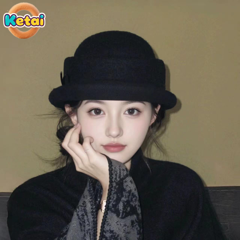 Black Wool Top Hat Beret Women - Beret French Wool review and price