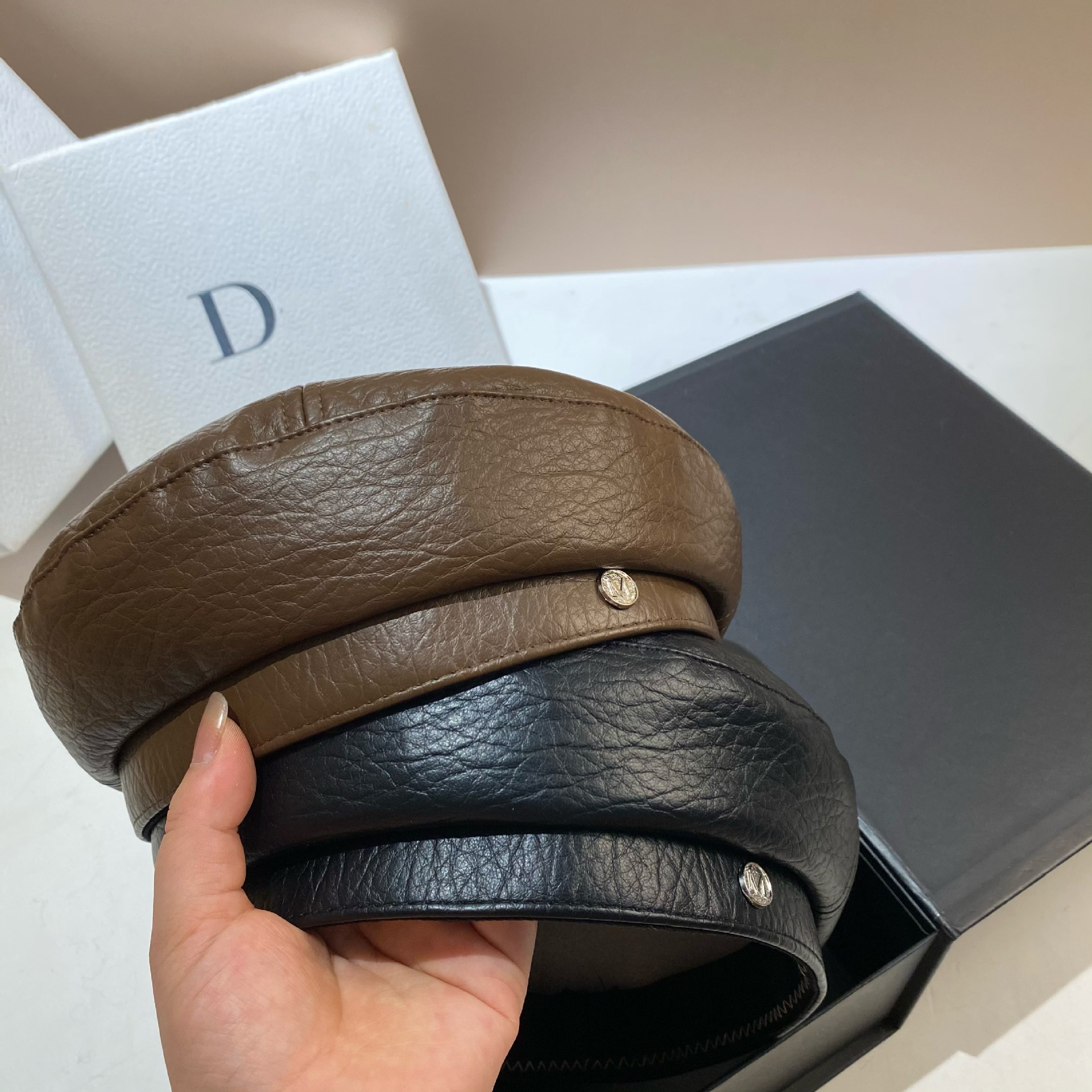 PU Leather Beret Caps Women Fa - Snapback Hat Flat review and price