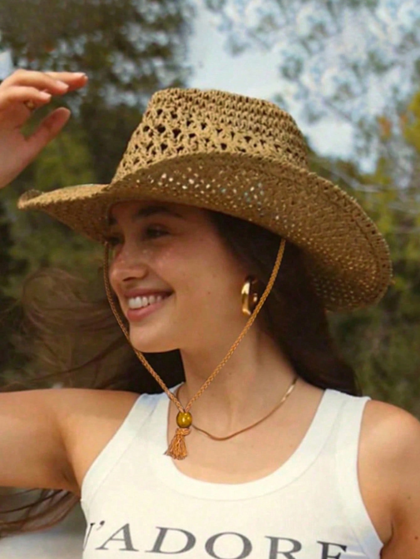 1pc Unisex Retro Hollow Curled - Cowboy Hat Straw review and price